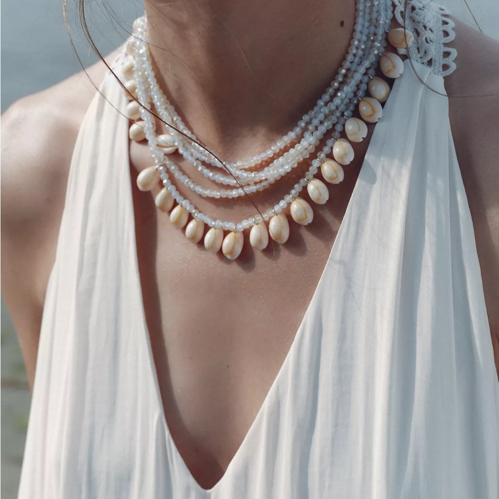 ZARA MULTI-STRAND SHELL SPARKLE NECKLACE NWT